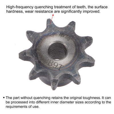 Harfington Uxcell 9 Teeth Sprocket Single Strand 1/2" Pitch, 10mm Bore Carbon Steel