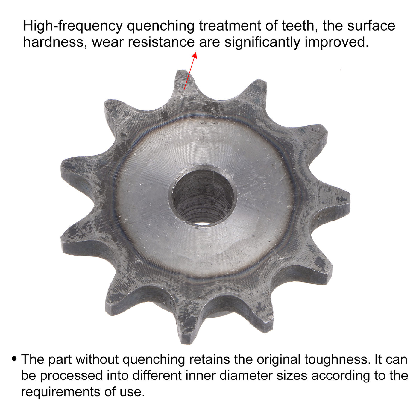 uxcell Uxcell 11 Teeth Sprocket Single Strand 1/2" Pitch, 10mm Bore Carbon Steel