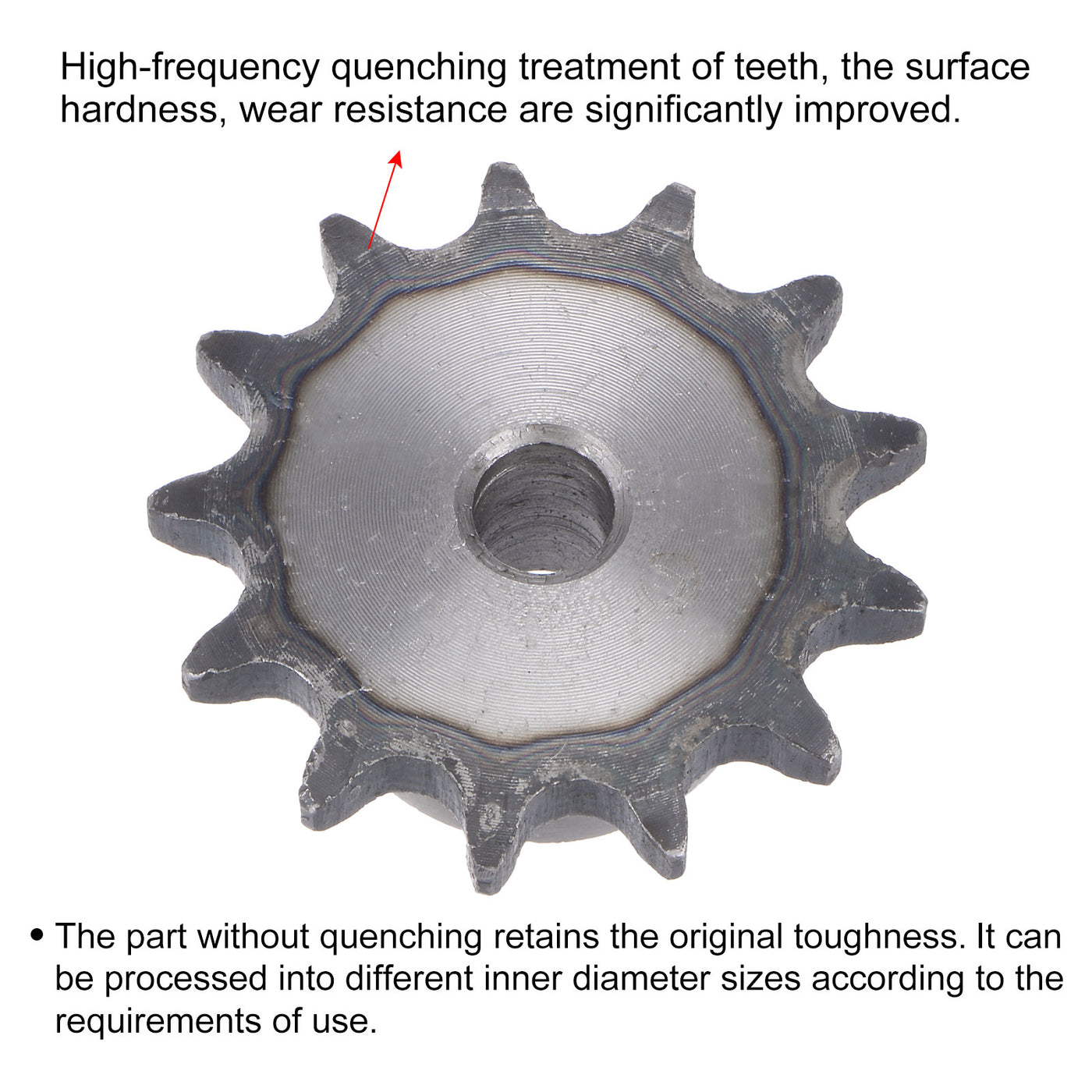 uxcell Uxcell 13 Teeth Sprocket Single Strand 1/2" Pitch, 10mm Bore Carbon Steel