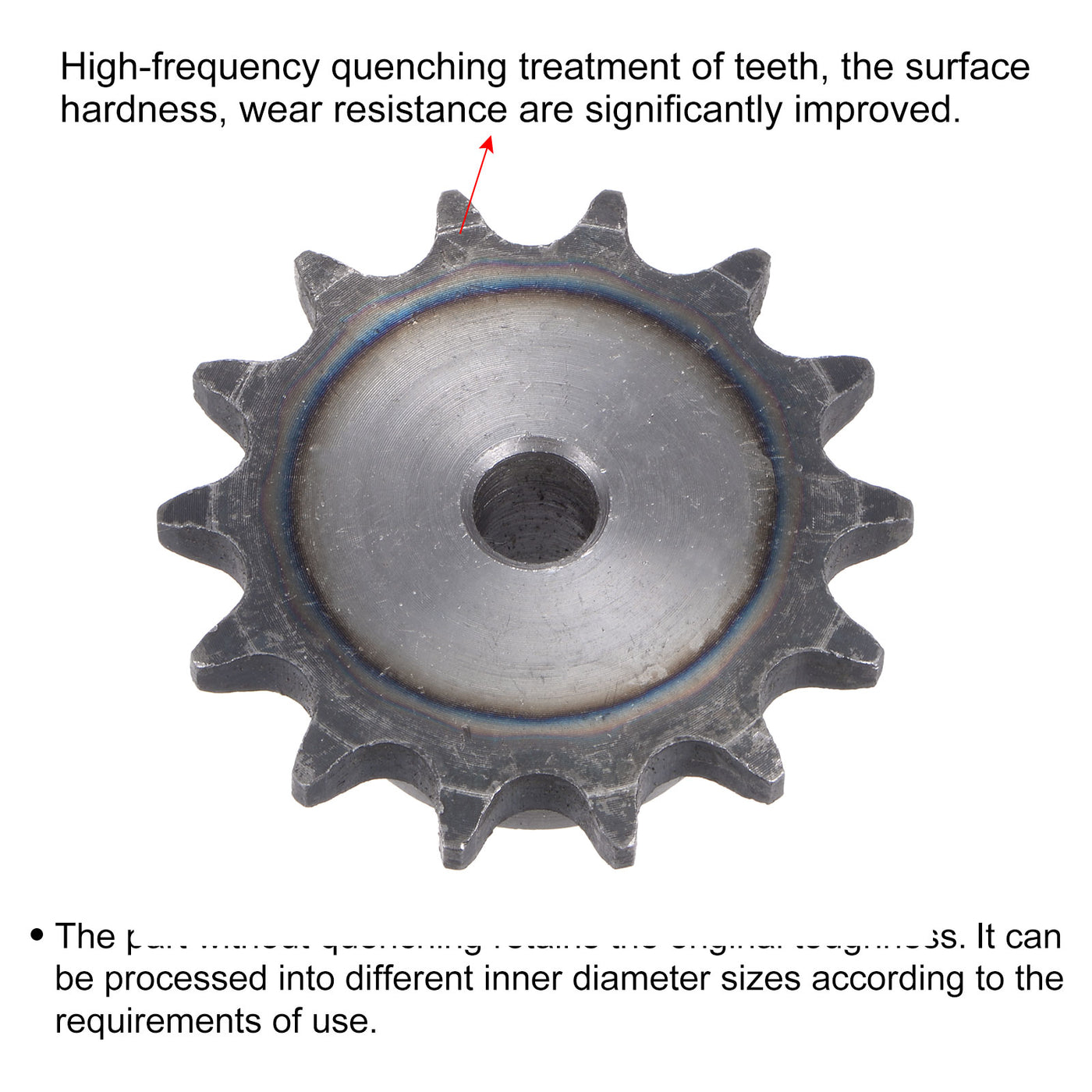 uxcell Uxcell 14 Teeth Sprocket Single Strand 1/2" Pitch, 10mm Bore Carbon Steel