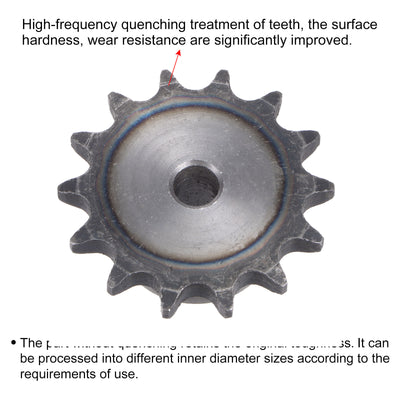 Harfington Uxcell 14 Teeth Sprocket Single Strand 1/2" Pitch, 10mm Bore Carbon Steel