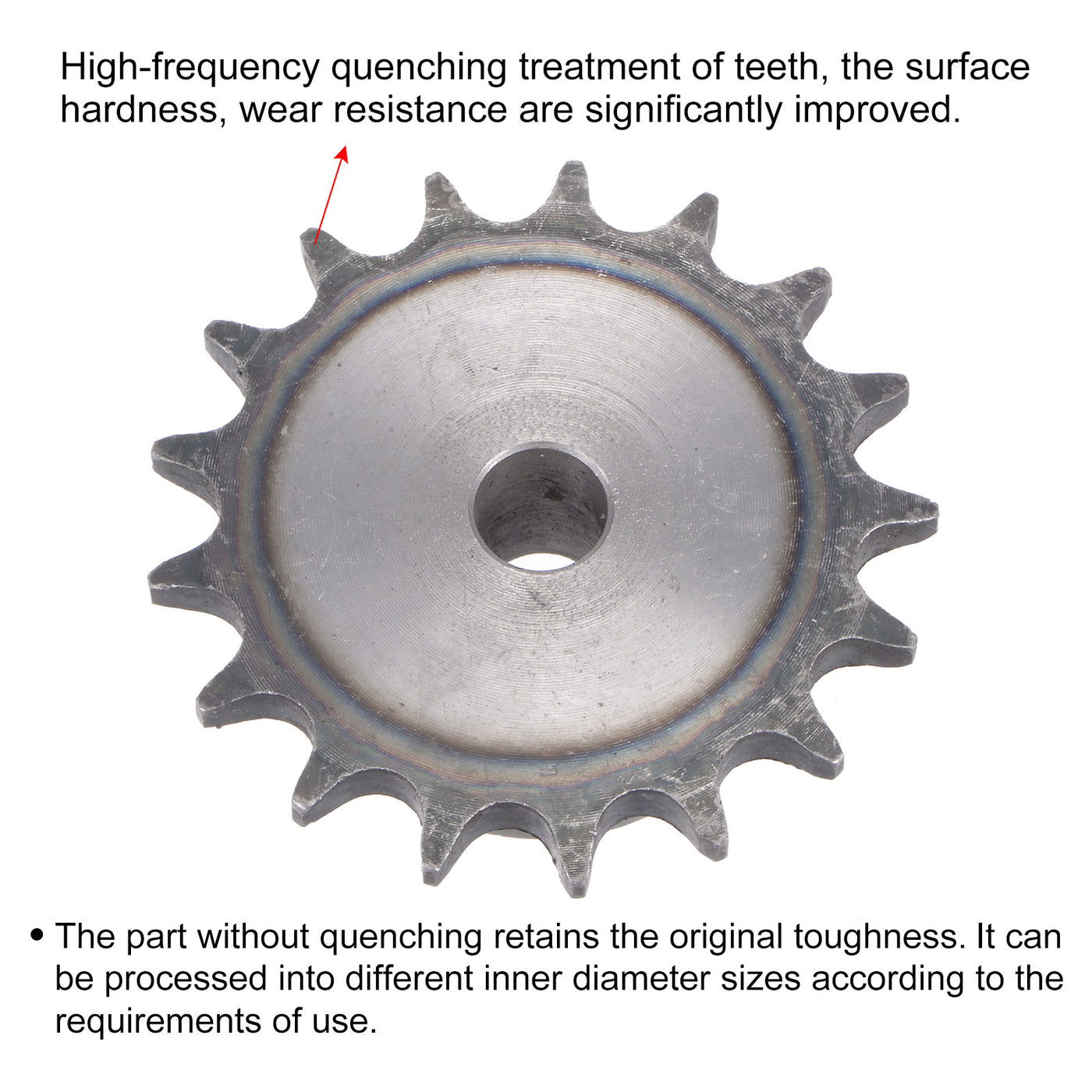 uxcell Uxcell 17 Teeth Sprocket Single Strand 1/2" Pitch, 12mm Bore Carbon Steel