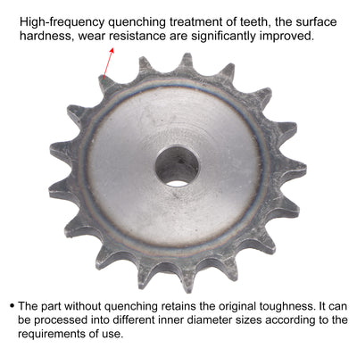 Harfington Uxcell 17 Teeth Sprocket Single Strand 1/2" Pitch, 12mm Bore Carbon Steel