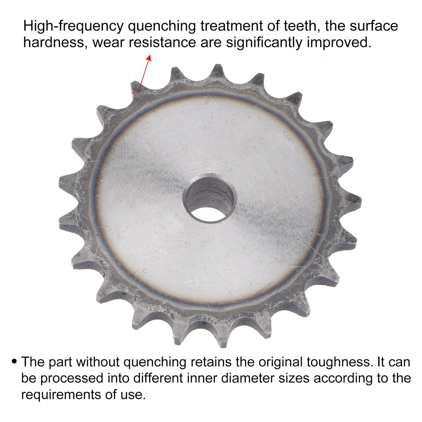 uxcell Uxcell 21 Teeth Sprocket Single Strand 1/2" Pitch, 14mm Bore Carbon Steel