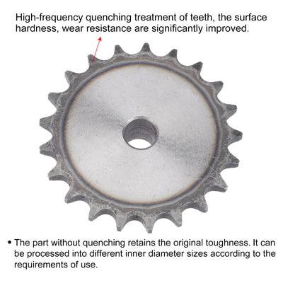 Harfington Uxcell 21 Teeth Sprocket Single Strand 1/2" Pitch, 14mm Bore Carbon Steel