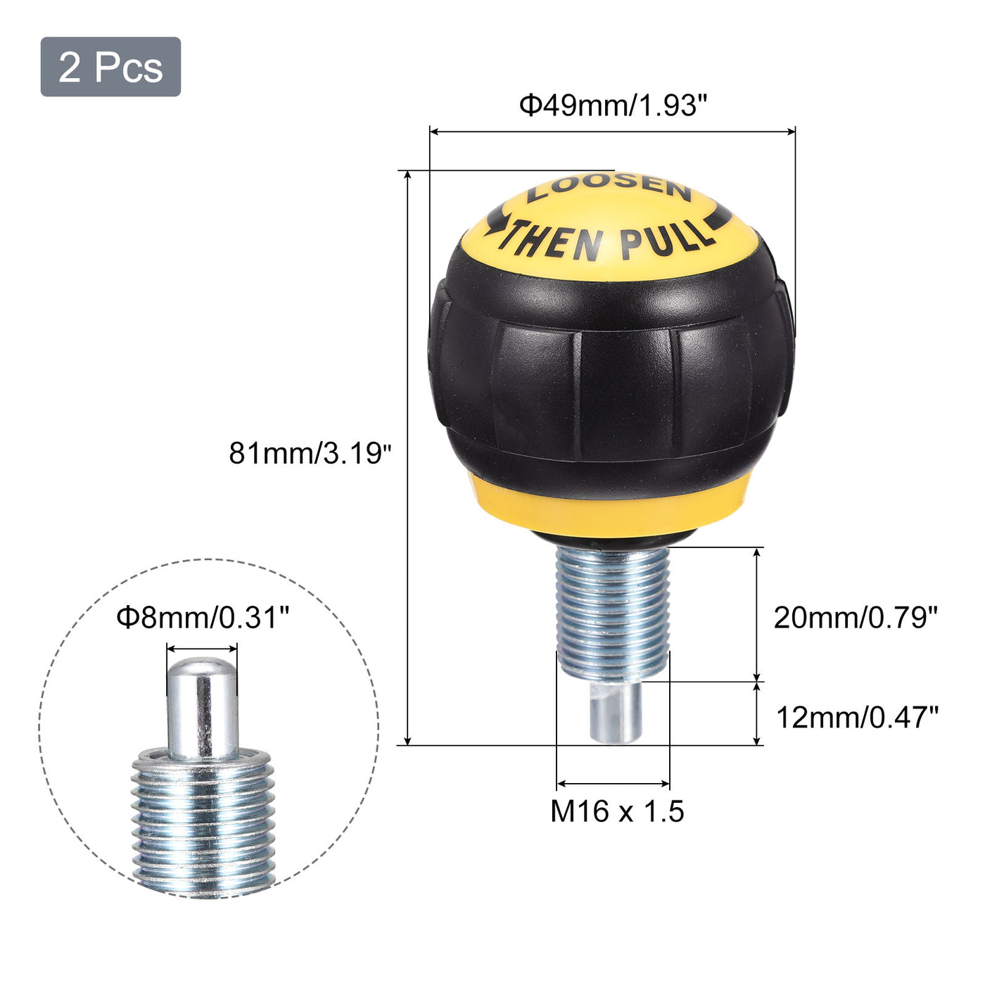 uxcell Uxcell M16 Fitness Adjustment Knob for Fitness Black Yellow 2pcs