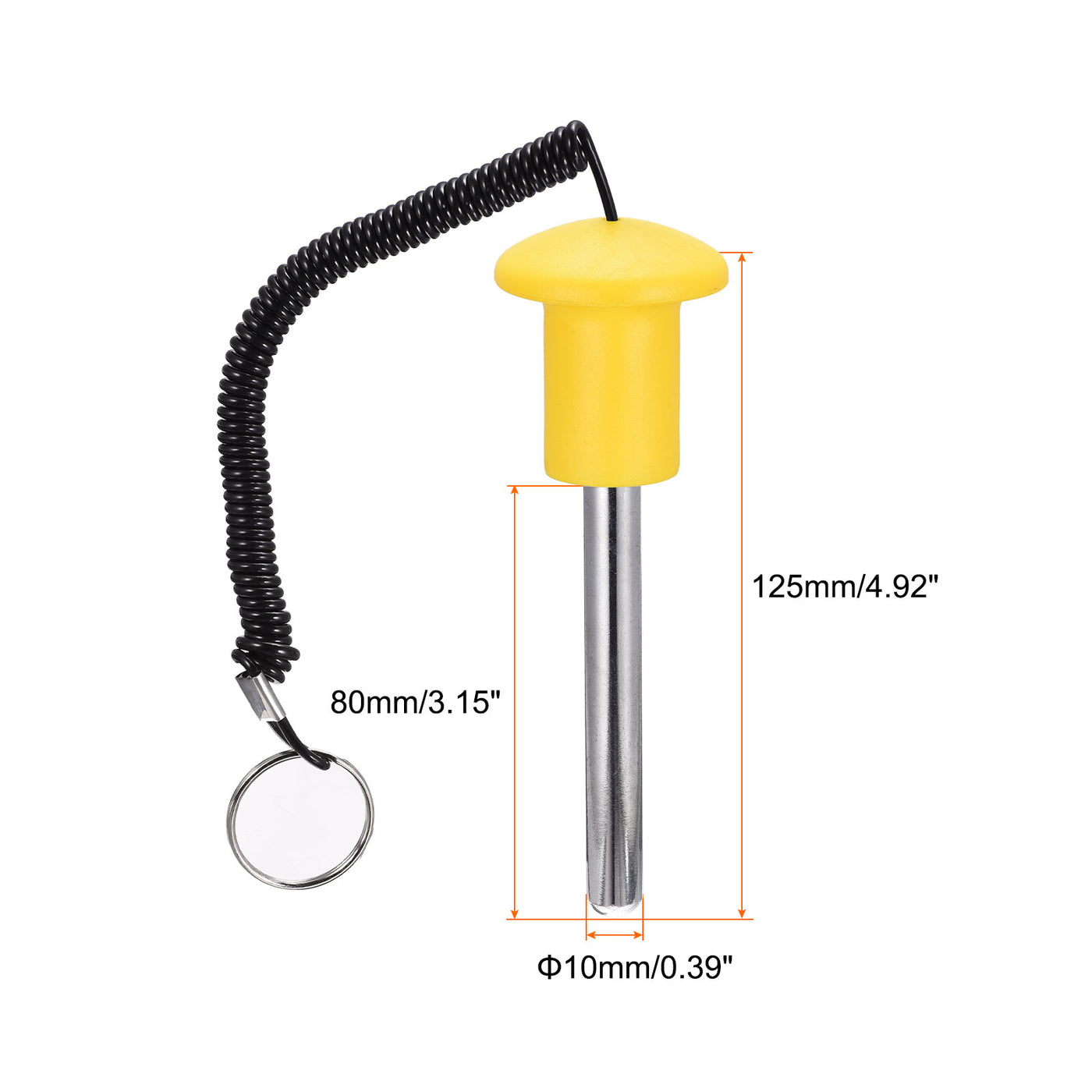 Uxcell Uxcell 8mm x 125mm Weight Stack Pin with Pull Rope Magnetic Strength Training Yellow