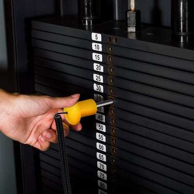 Harfington Uxcell 8mm x 125mm Weight Stack Pin with Pull Rope Magnetic Strength Training Yellow