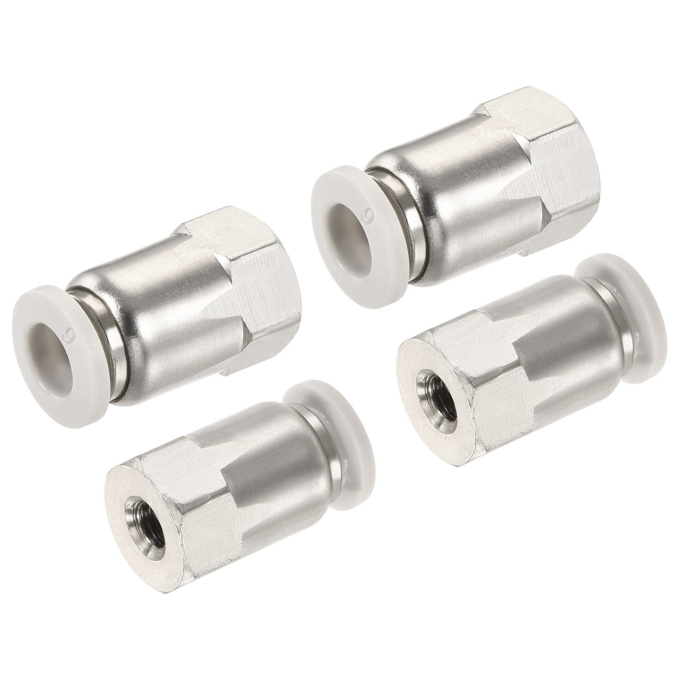 Harfington Push to Connect Fittings M5 Female Thread Fit 6mm Tube OD Nickel-plated Copper Straight Union Fitting, Pack of 4