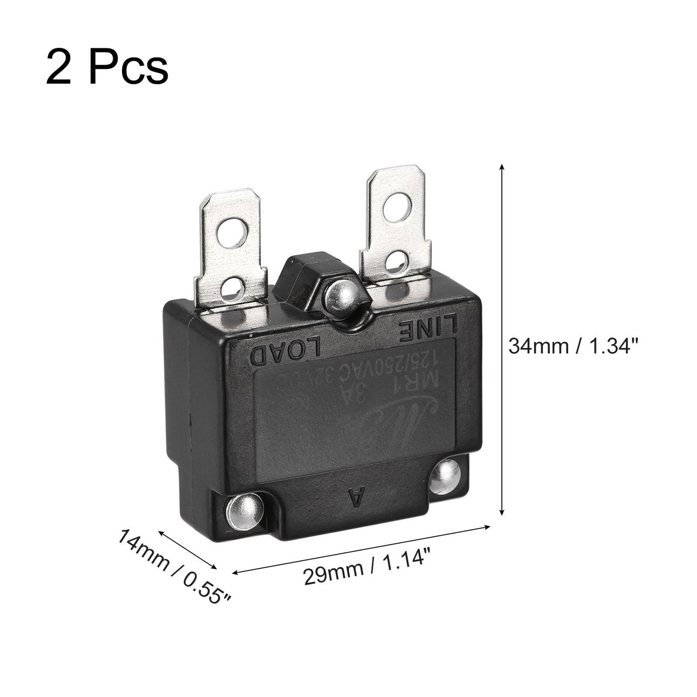 Harfington Circuit Overload Protector 3A AC125/250V DC32V Automatic Reset Thermal Circuit Breaker 2pcs