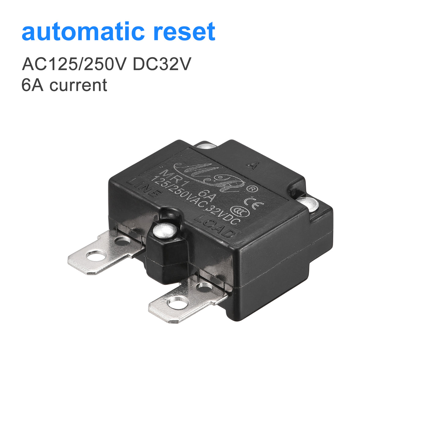 Harfington Circuit Overload Protector 6A AC125/250V DC32V Automatic Reset Thermal Circuit Breaker