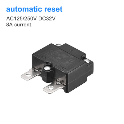 Harfington Circuit Overload Protector 8A AC125/250V DC32V Automatic Reset Thermal Circuit Breaker