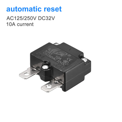 Harfington Circuit Overload Protector 10A AC125/250V DC32V Automatic Reset Thermal Circuit Breaker