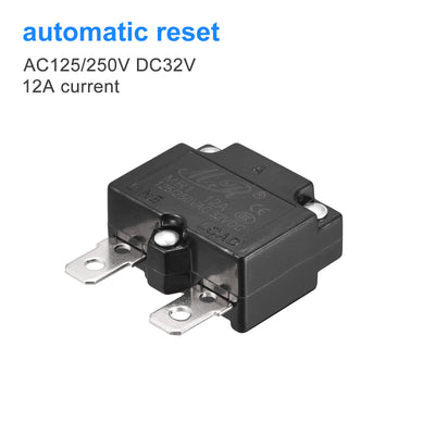 Harfington Circuit Overload Protector 12A AC125/250V DC32V Automatic Reset Thermal Circuit Breaker