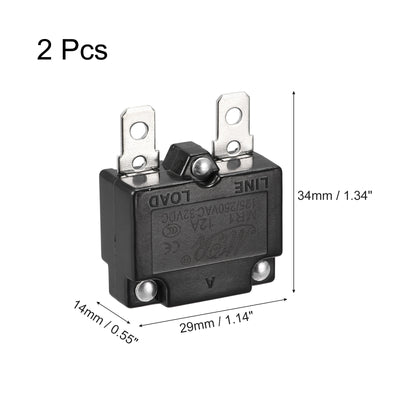 Harfington Circuit Overload Protector 12A AC125/250V DC32V Automatic Reset Thermal Circuit Breaker 2pcs