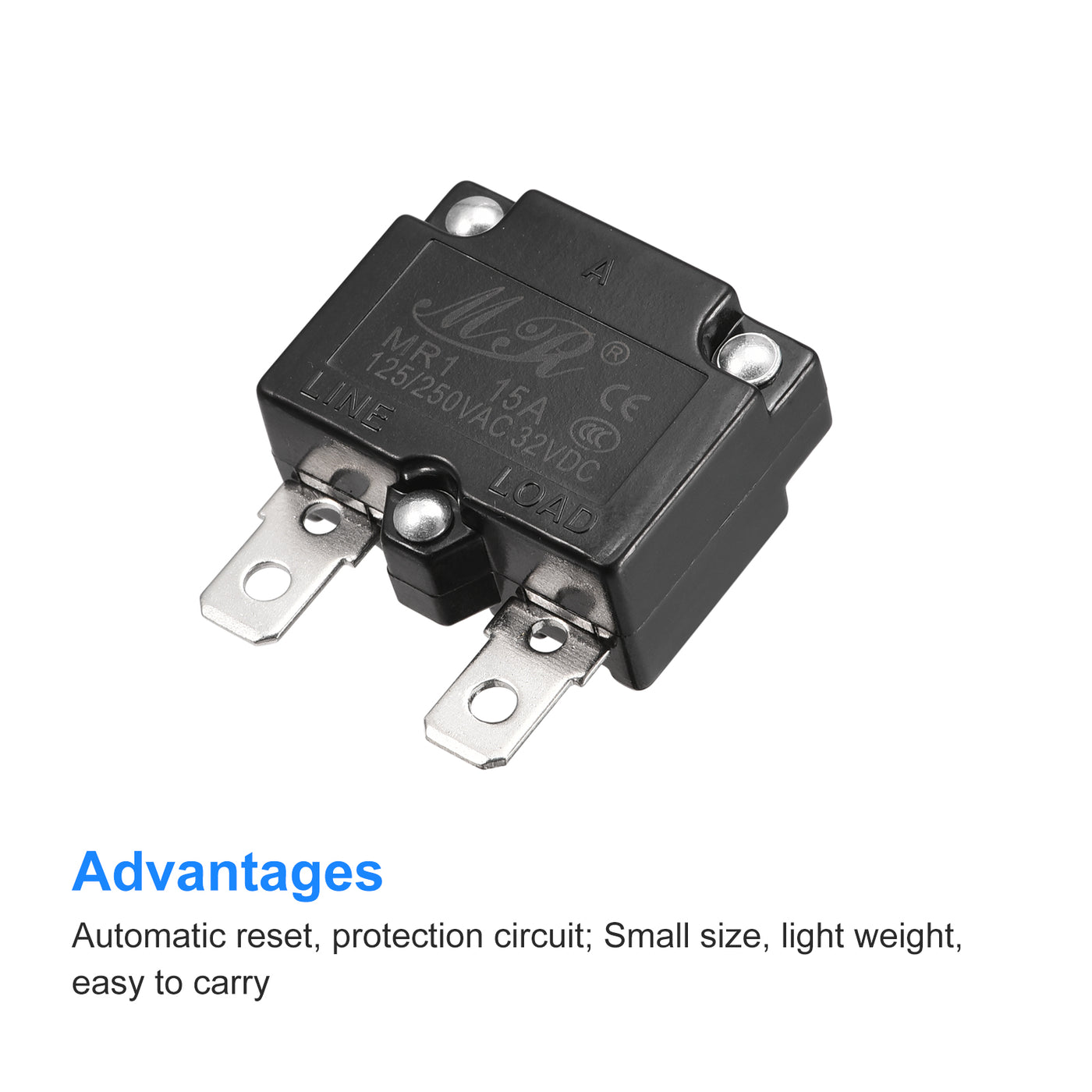 Harfington Circuit Overload Protector 15A AC125/250V DC32V Automatic Reset Thermal Circuit Breaker