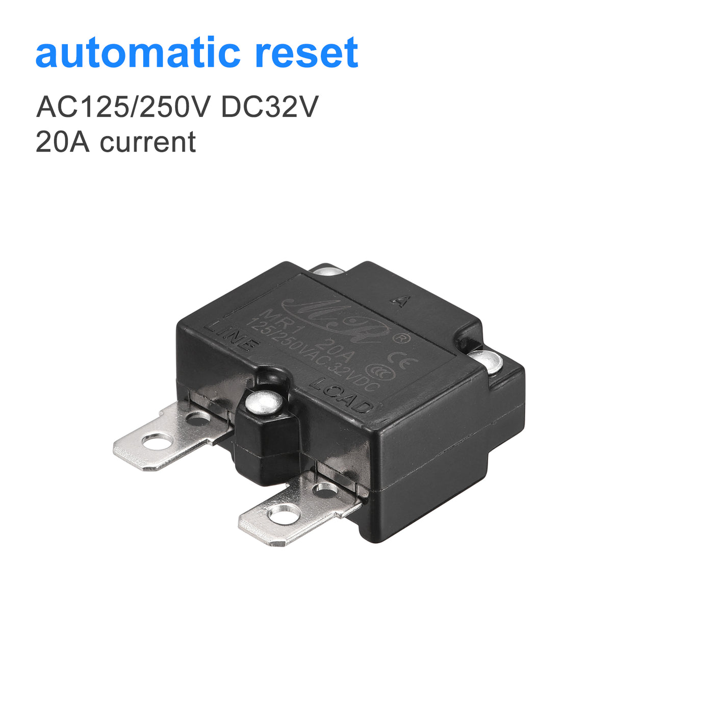 Harfington Circuit Overload Protector 20A AC125/250V DC32V Automatic Reset Thermal Circuit Breaker