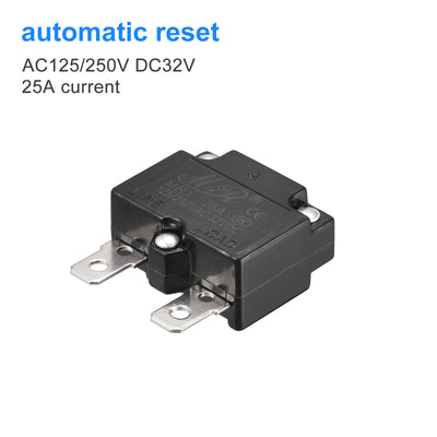 Harfington Circuit Overload Protector 25A AC125/250V DC32V Automatic Reset Thermal Circuit Breaker