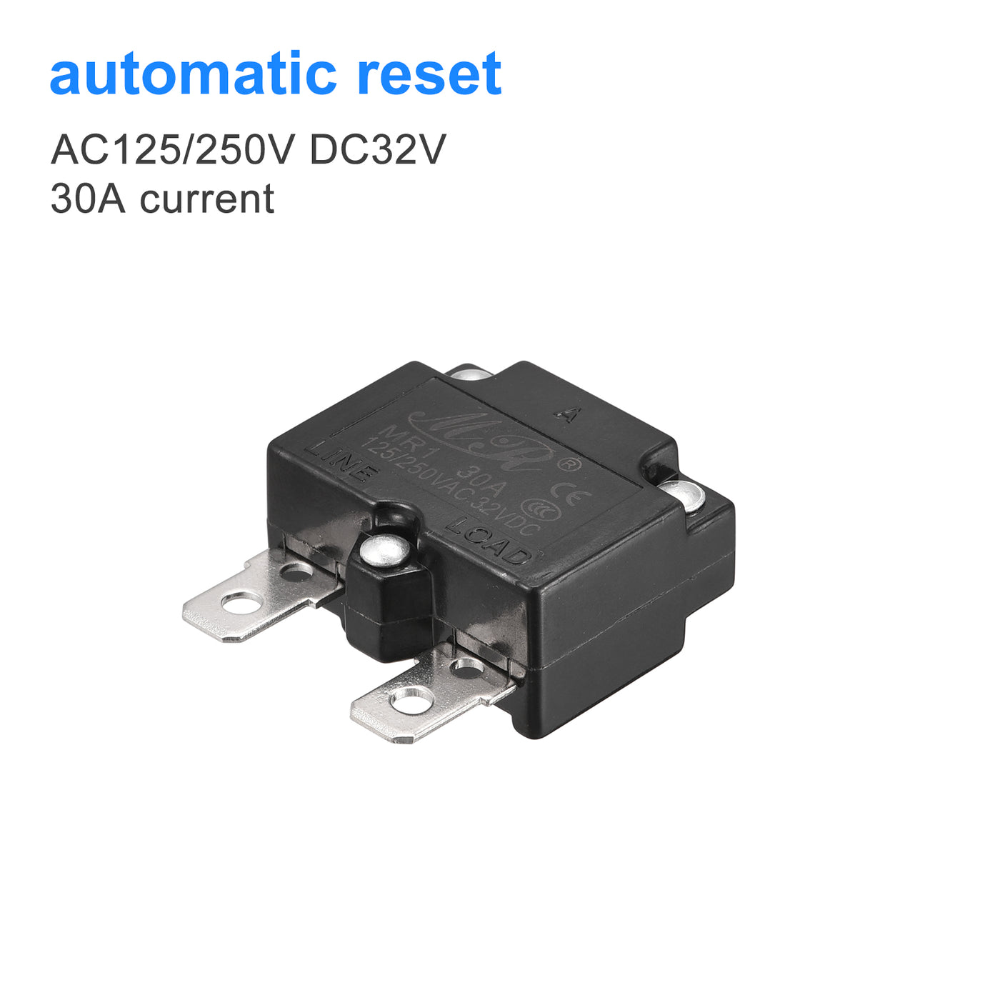 Harfington Circuit Overload Protector 30A AC125/250V DC32V Automatic Reset Thermal Circuit Breaker