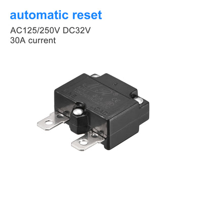 Harfington Circuit Overload Protector 30A AC125/250V DC32V Automatic Reset Thermal Circuit Breaker