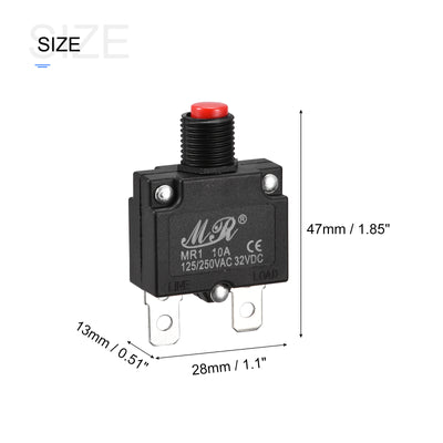 Harfington 3Stk Überlastschutz 10A AC125/250V DC32V Druckknopf für Luftkompressor