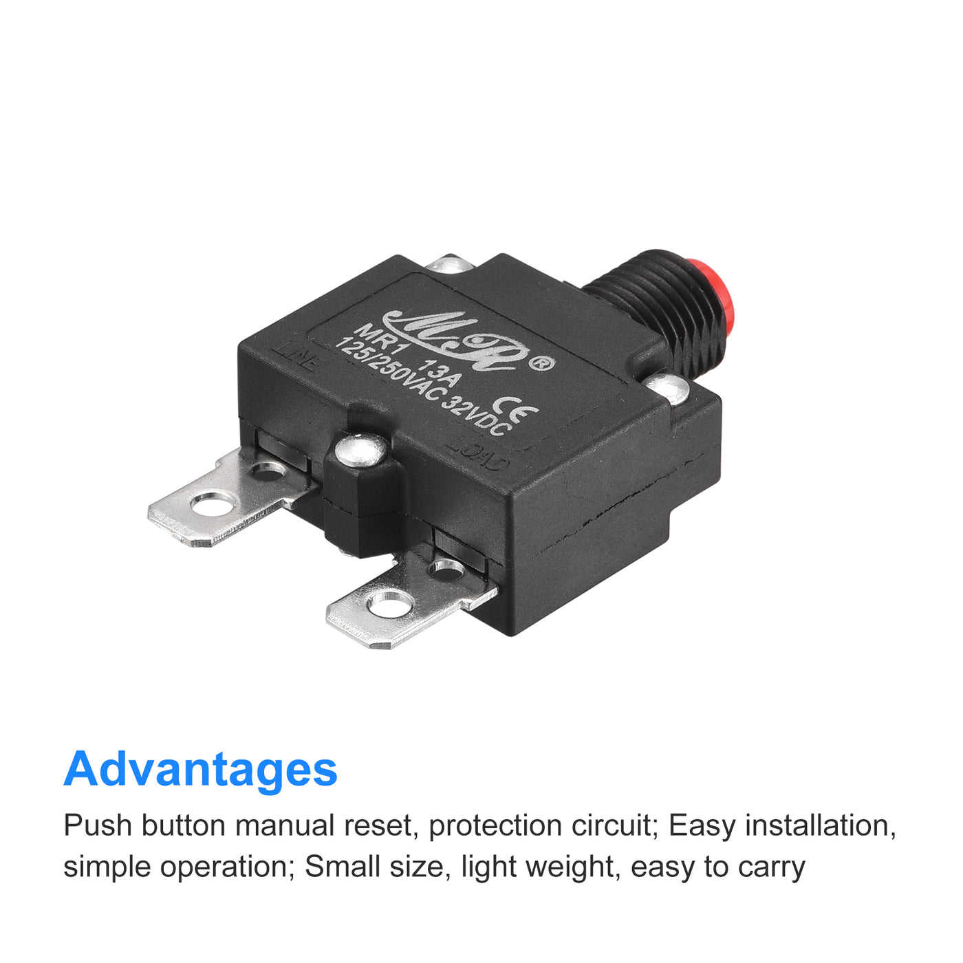 Harfington Circuit Overload Protector 13A AC125/250V DC32V Push Button Thermal Circuit Breaker for Air Compressor 3pcs