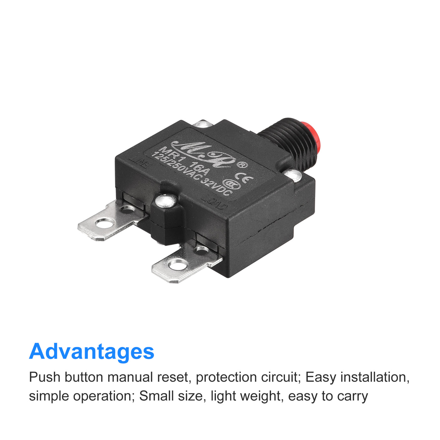 Harfington Circuit Overload Protector 16A AC125/250V DC32V Push Button Thermal Circuit Breaker for Air Compressor 3pcs