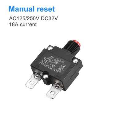 Harfington Circuit Overload Protector 18A AC125/250V DC32V Push Button Thermal Circuit Breaker for Air Compressor 3pcs