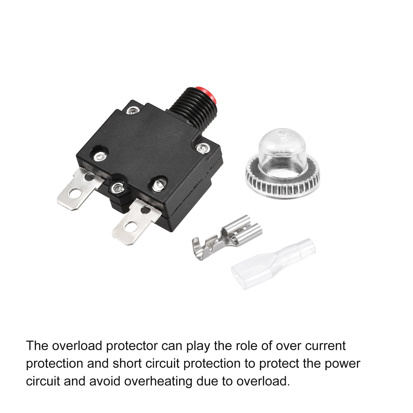 Harfington Circuit Overload Protector Kit 20A AC125/250V DC32V Push Button Thermal Circuit Breaker with Waterproof Caps 2 Set