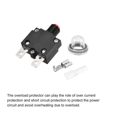 Harfington Circuit Overload Protector Kit 25A AC125/250V DC32V Push Button Thermal Circuit Breaker with Waterproof Caps 2 Set