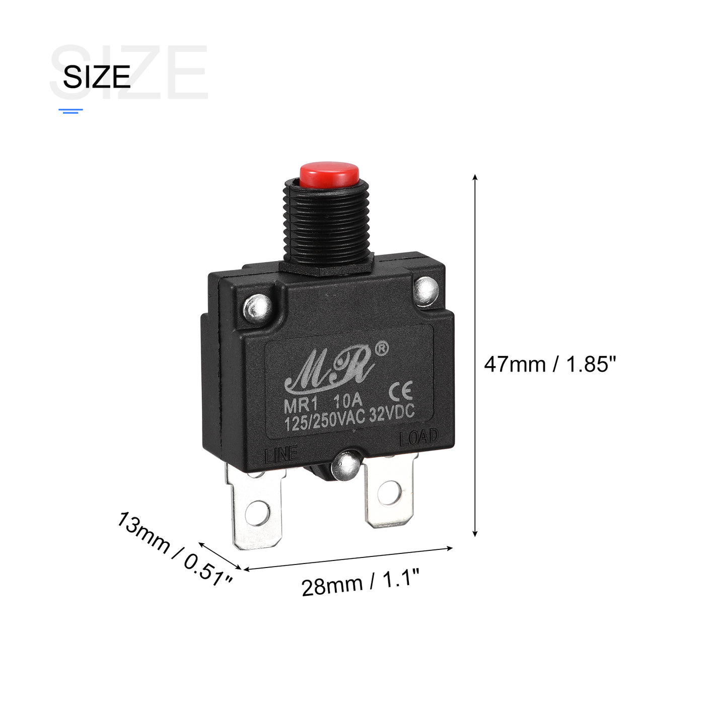 Harfington Circuit Overload Protector Kit 10A AC125/250V DC32V Push Button Thermal Circuit Breaker with Waterproof Caps 5 Set