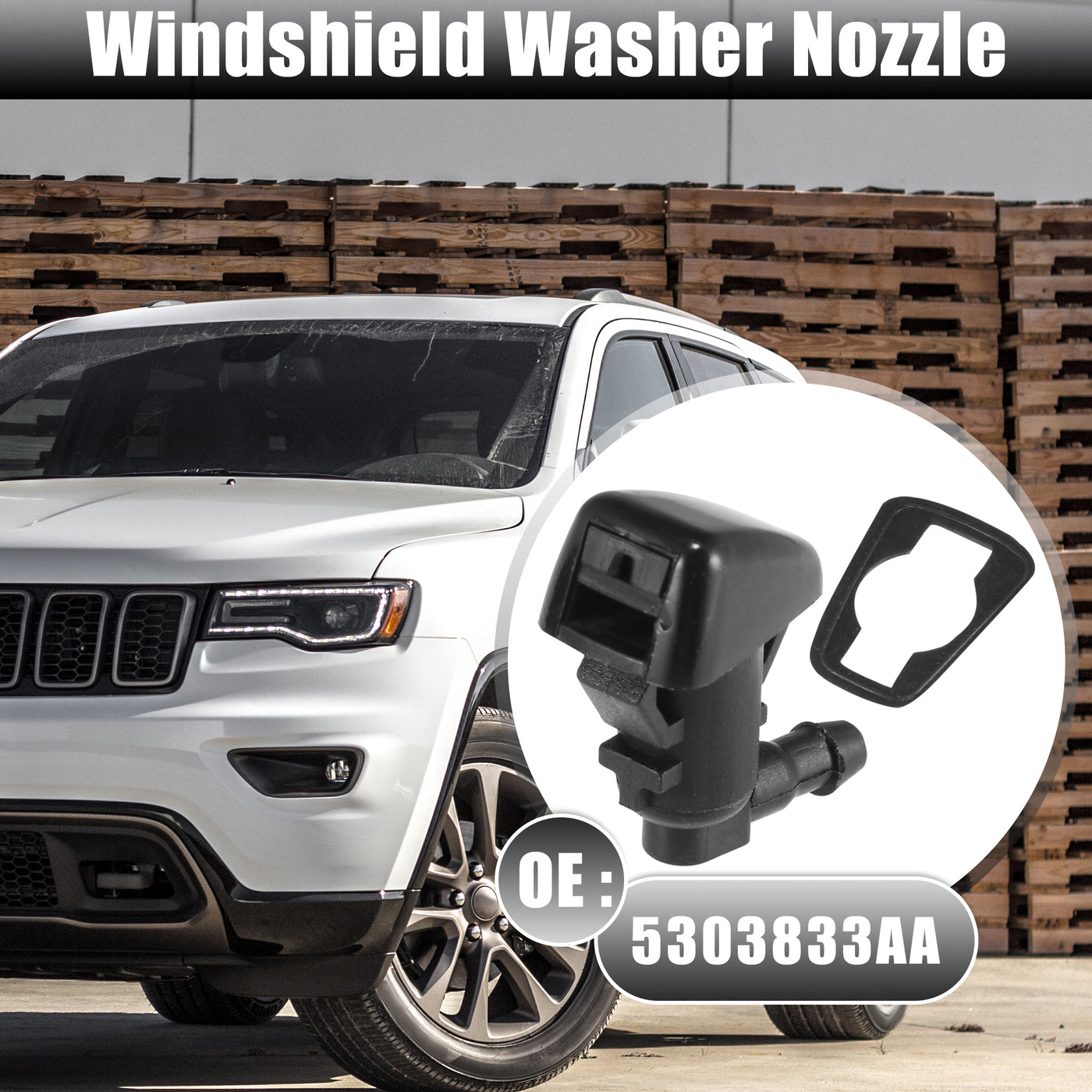 X AUTOHAUX Front Windshield Washer Nozzles Wiper Spray for Jeep Compass 2007-2010 Replaces 5303833AA 2pcs