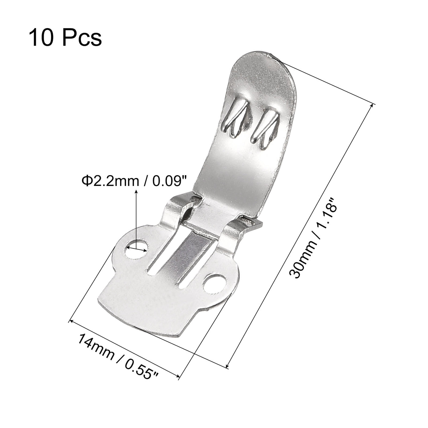 uxcell Uxcell Blank Shoe Clips 30mm x 14mm Stainless Steel for DIY Crafts Silver Tone 10 Pcs