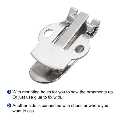 Harfington Uxcell Blank Shoe Clips 30mm x 14mm Stainless Steel for DIY Crafts Silver Tone 10 Pcs