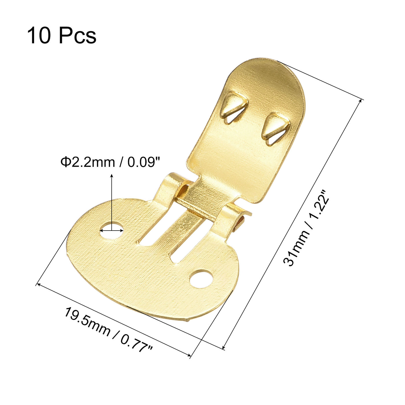 uxcell Uxcell Blank Shoe Clips 31mm x 19.5mm Iron for DIY Crafts Decoration Gold Tone 10 Pcs