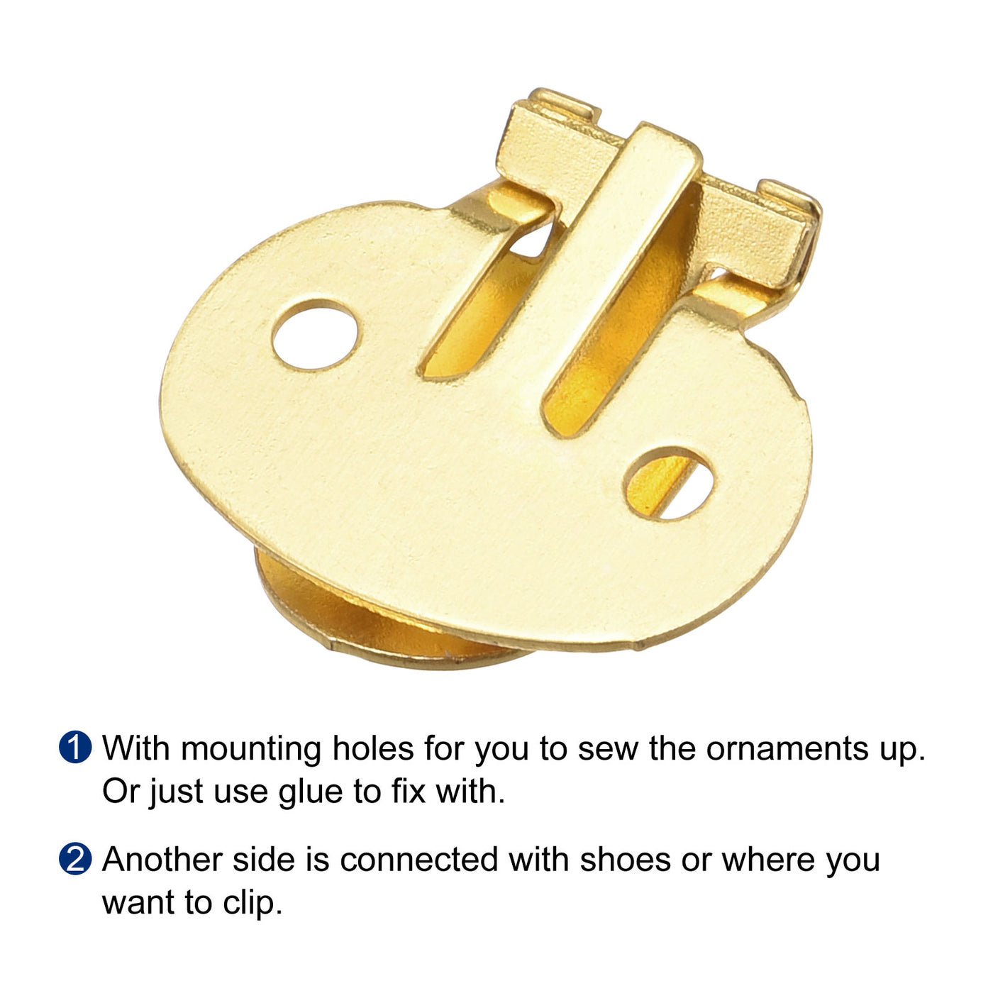 uxcell Uxcell Blank Shoe Clips 31mm x 19.5mm Iron for DIY Crafts Decoration Gold Tone 10 Pcs