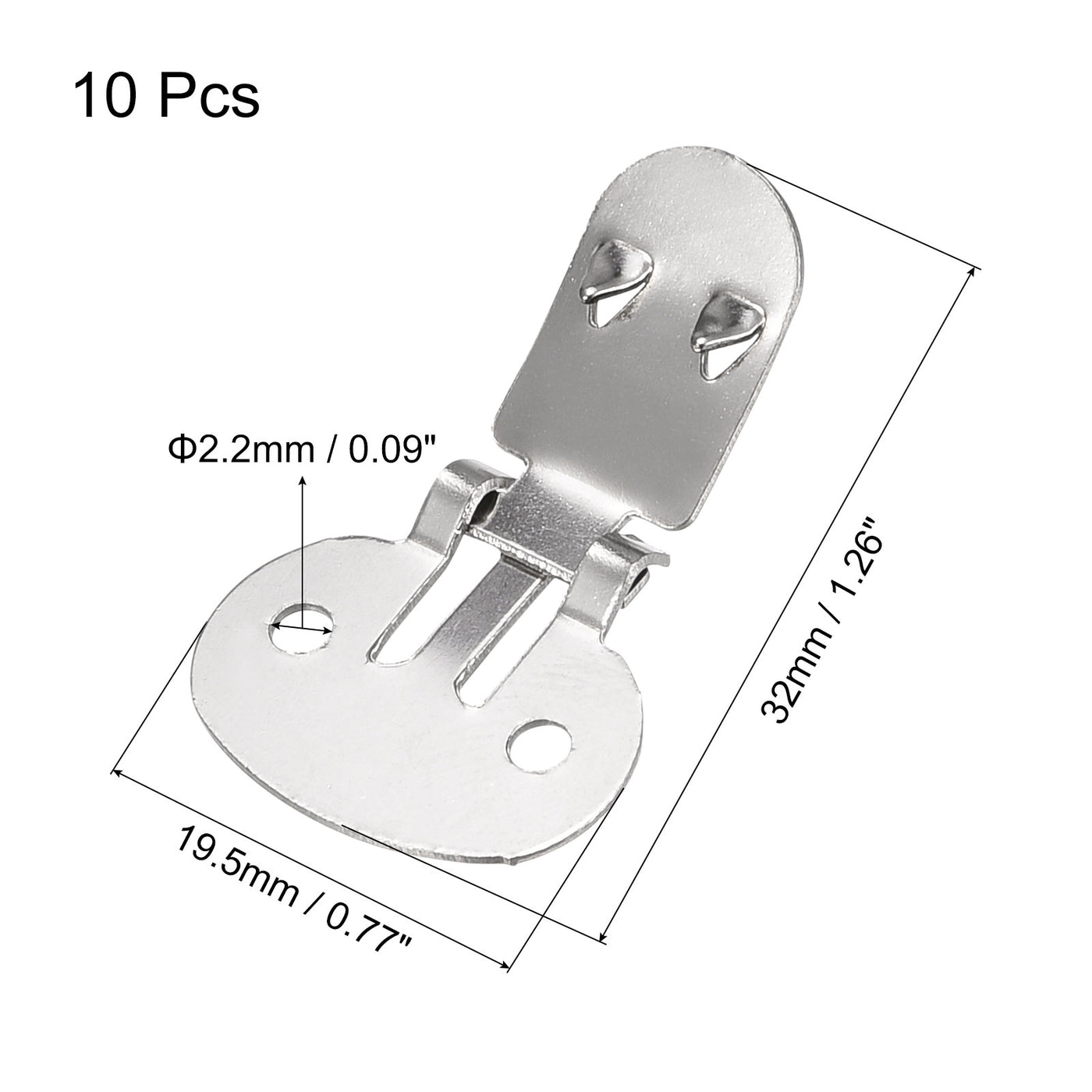 uxcell Uxcell Blank Shoe Clips 32mm x 19.5mm Stainless Steel for DIY Crafts Silver Tone 10 Pcs