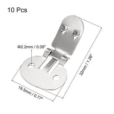 Harfington Uxcell Blank Shoe Clips 32mm x 19.5mm Stainless Steel for DIY Crafts Silver Tone 10 Pcs