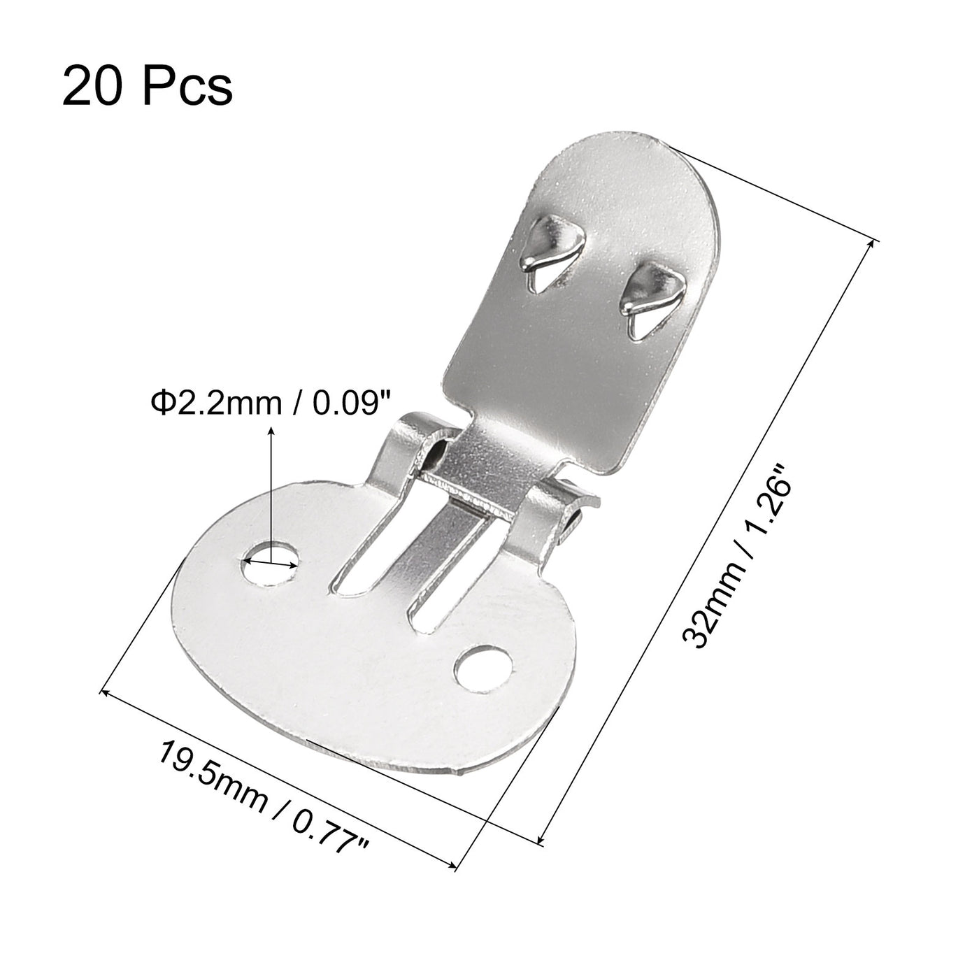 uxcell Uxcell Blank Shoe Clips 32mm x 19.5mm Stainless Steel for DIY Crafts Silver Tone 20 Pcs