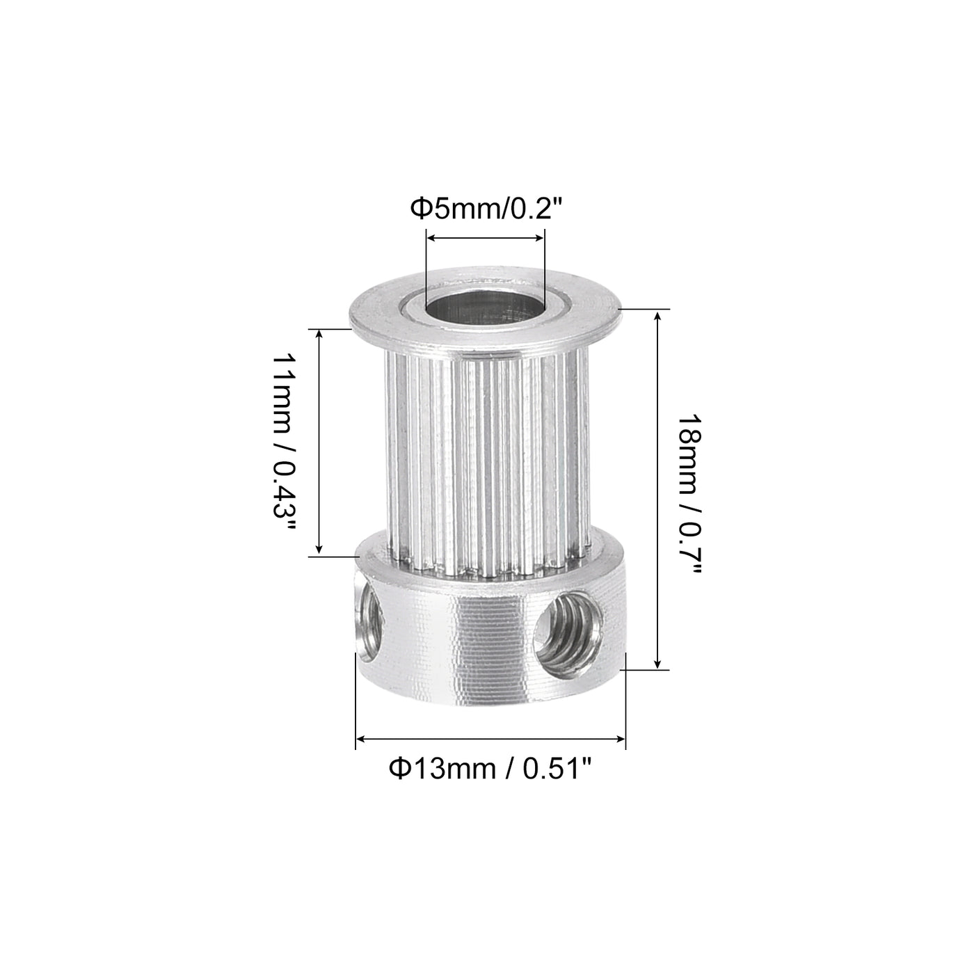 Harfington 4Stücke 16 Zähne 5mm Bohrung 18mm Höhe Aluminium Synchronrad Silber für 3D Drucker CNC Maschinen