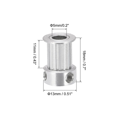 Harfington 4Stücke 16 Zähne 5mm Bohrung 18mm Höhe Aluminium Synchronrad Silber für 3D Drucker CNC Maschinen