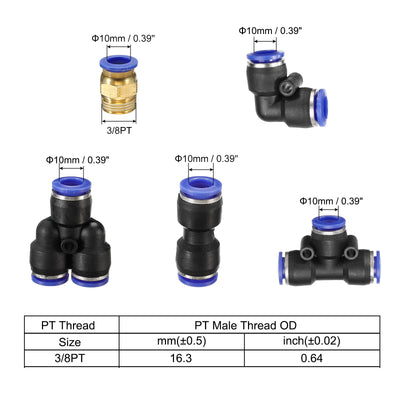 Harfington Pneumatic PU Air Hose Pipe Kit, Tube Connectors with Push to Connect Fitting