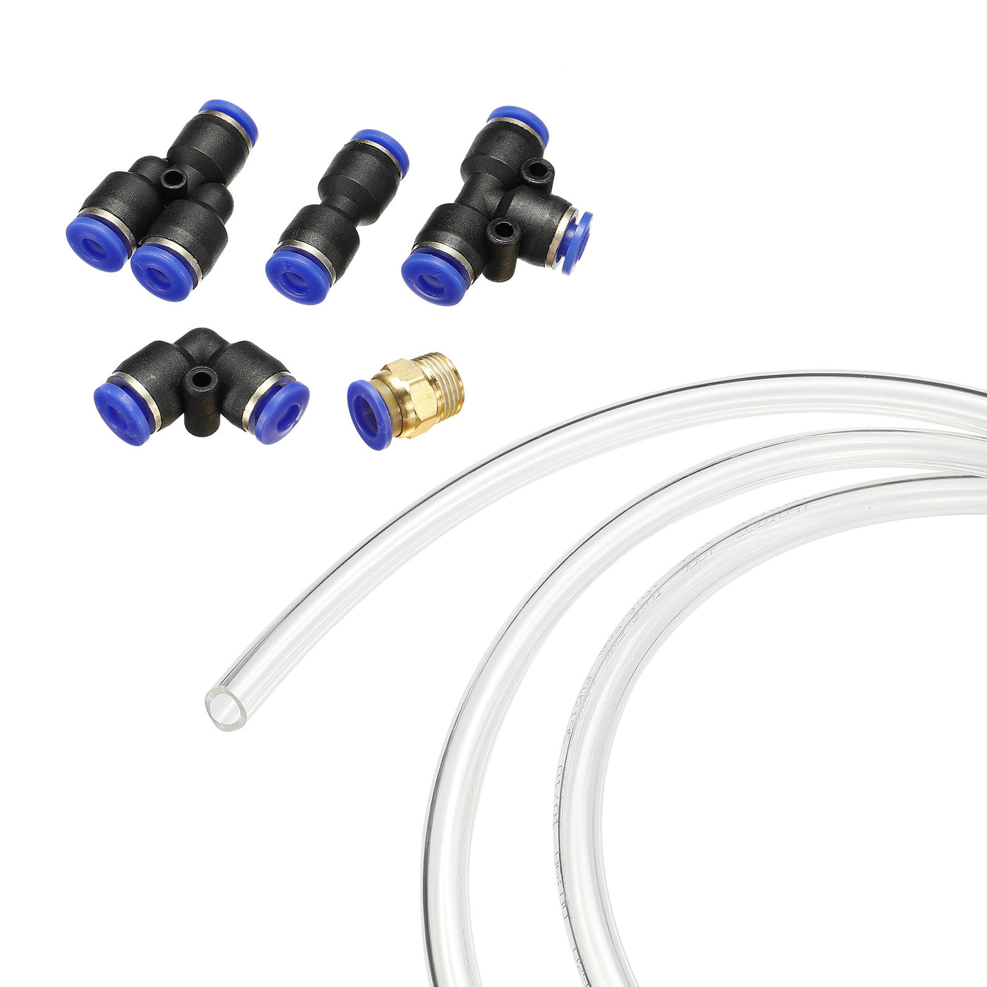 Harfington Pneumatic PU Air Hose Pipe Kit, Tube Connectors with Push to Connect Fitting