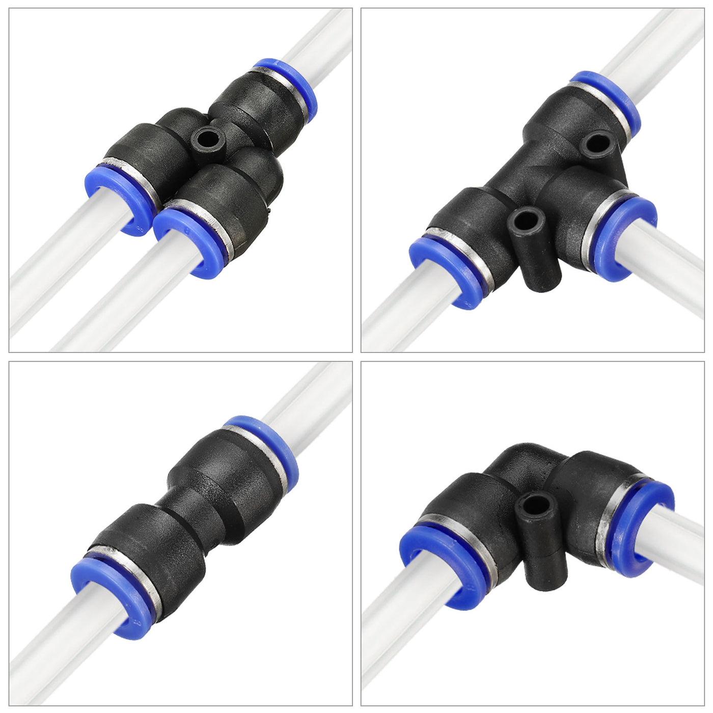 Harfington Pneumatic PU Air Hose Pipes Kit, Tube Connectors with Push to Connect Fitting