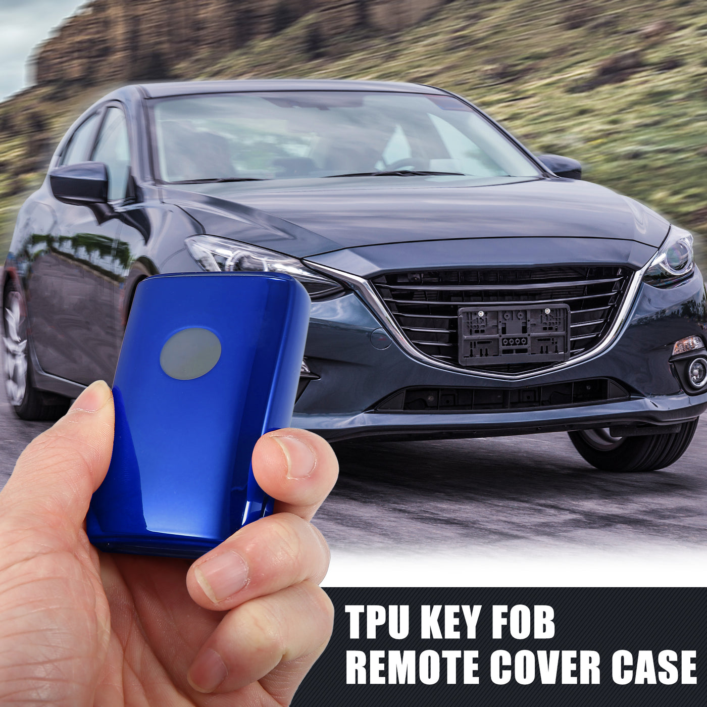 X AUTOHAUX TPU Car Key Fob Remote Cover Case for Mazda 3 6 CX-30 CX-5 CX-9 2019-2021 Keyless Entry Key Fob without Keychain Blue