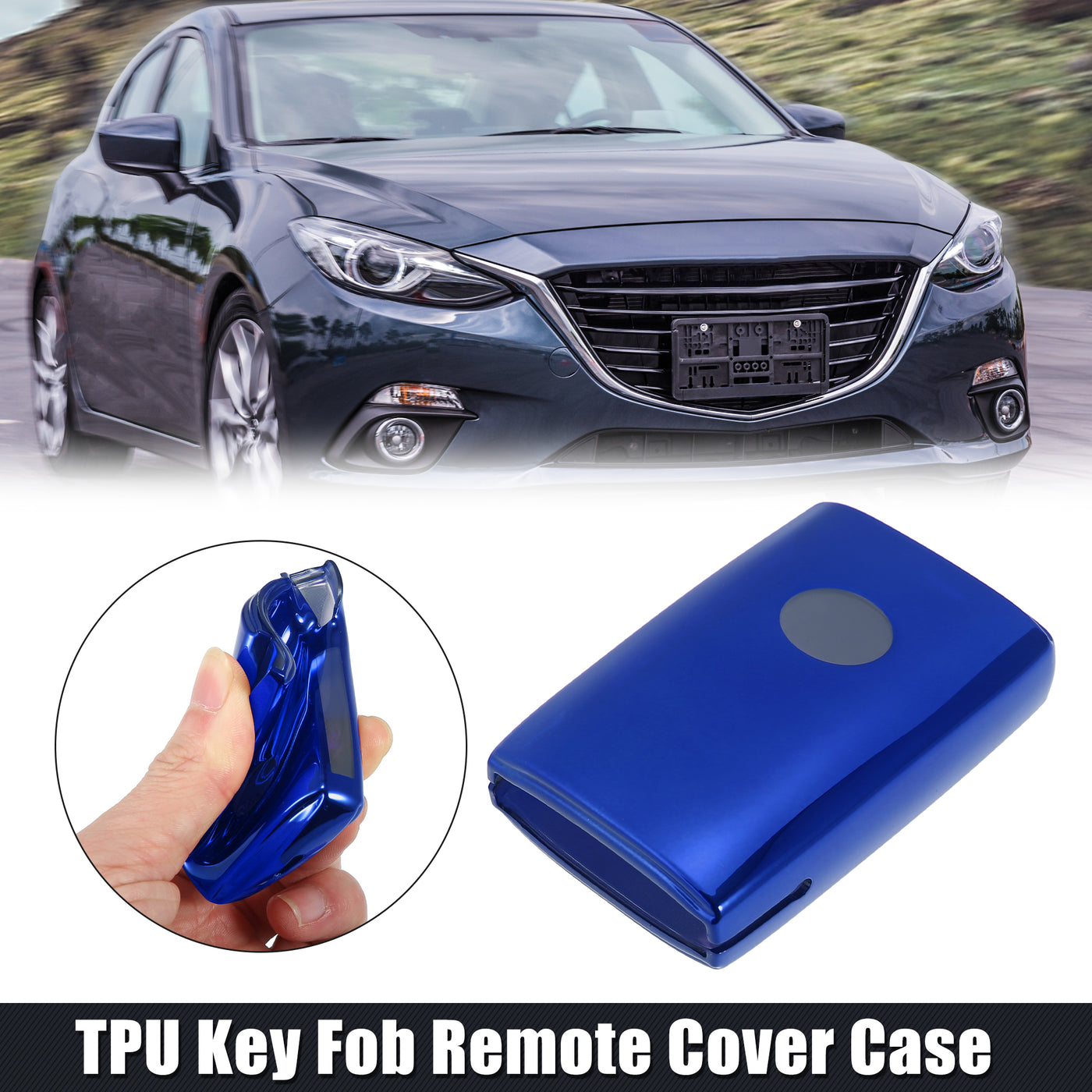 X AUTOHAUX TPU Car Key Fob Remote Cover Case for Mazda 3 6 CX-30 CX-5 CX-9 2019-2021 Keyless Entry Key Fob without Keychain Blue