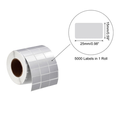 Harfington Rectangle Label Sticker Metallic Silver 1x0.6 Inch in 1 Row 5000 Labels 1 Roll