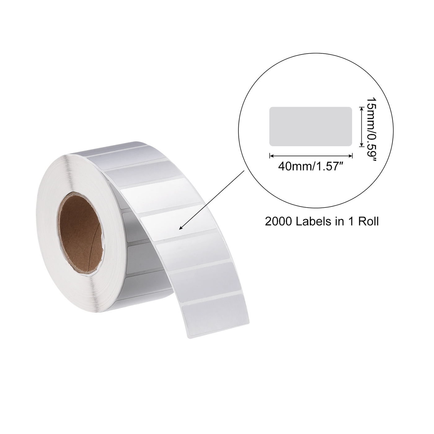 Harfington Rectangle Label Sticker Metallic Silver 1.57x0.6 Inch 1 Row 2000 Labels 1 Roll