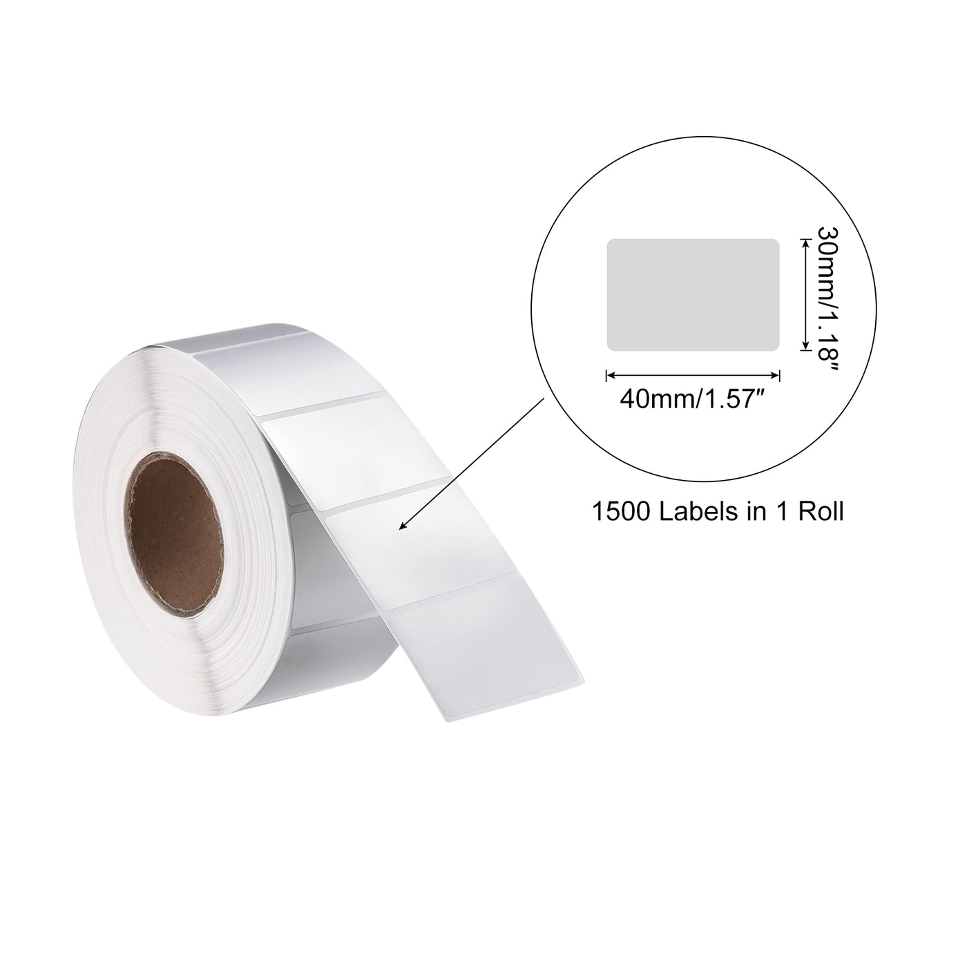 Harfington Rectangle Label Sticker Metallic Silver 1.57x1.18 Inch 1 Row 1500 Label 1 Roll