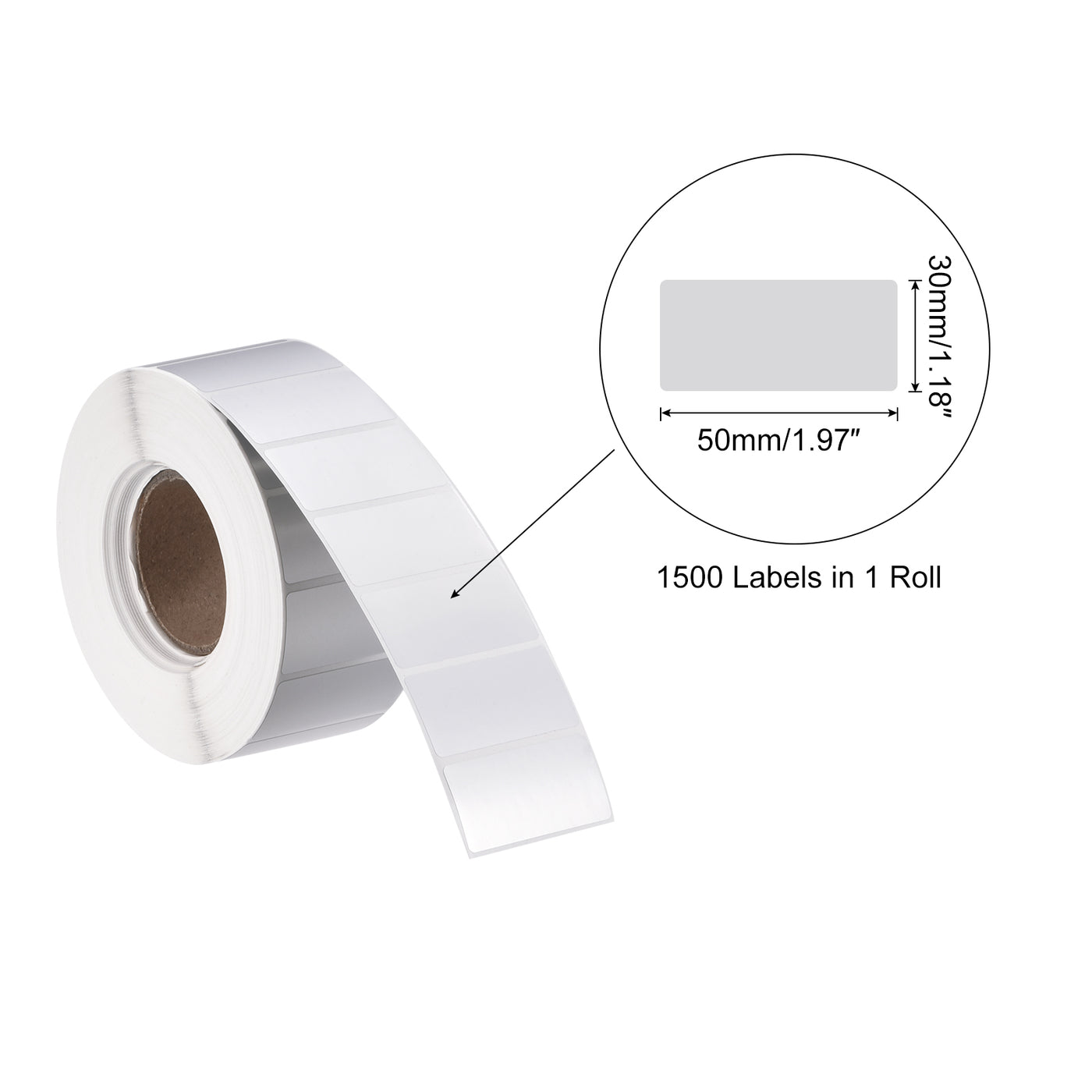 Harfington Rectangle Label Sticker Metallic Silver 2x1.18 Inch in 1 Row 1500 Labels 1 Roll